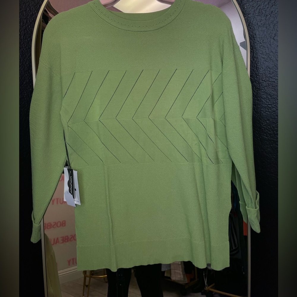 Callahan | Marnie Pullover | Green Sweater with Chevron Pattern